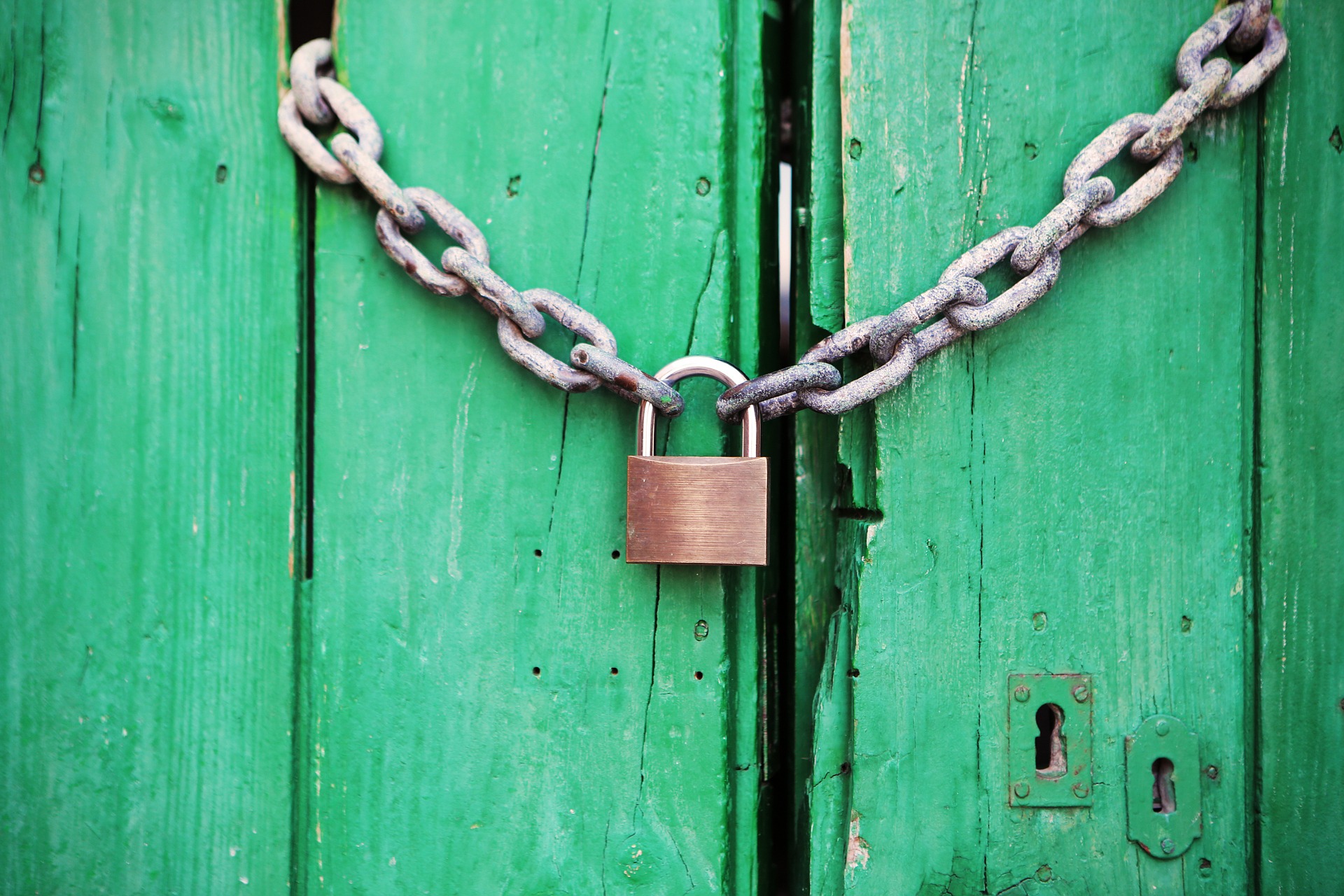 A padlock on a green background